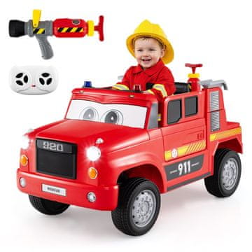 Northix 12V otroški električni gasilski tovornjak z daljincem in vodno pištolo