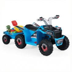 Northix Otroški 6V električni štirikolesnik s prikolico moder trpežna kolesa 3+