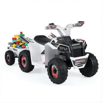 Northix 6V otroški električni štirikolesnik s prikolico bela trpežna kolesa 3+