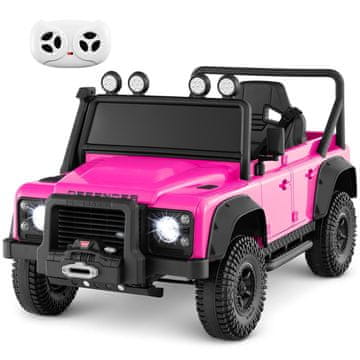 Northix Električni otroški avtomobilček roza Land Rover Defender z daljinskim upravljalnikom 12V
