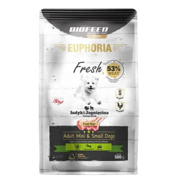 BIOFEED EUPHORIA Fresh Adult Turkey z jagnjetino XS/S - suha hrana za pse - 500g