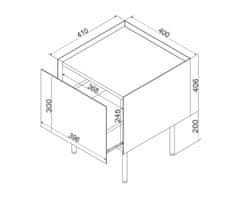 Cama meble Cama Nočna omarica, 2 kosa, FELLINI, 40x41x60, kašmir + oljen hrastov vrh
