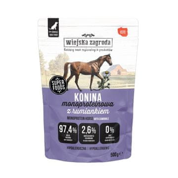 Wiejska Zagroda Vlažna hrana za pse WIEJSKA ZAGRODA, konjsko meso, 500g