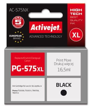 ActiveJet Tiskalna kartuša Activejet AC-575NX za Canon, nadomestna Canon PG-575XL; Supreme; 16,5 ml; črna