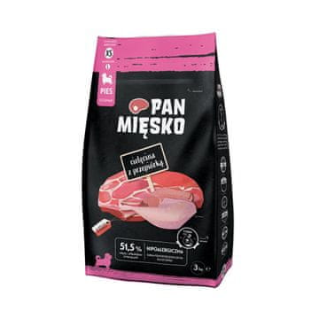 Pan Mięsko PAN MIĘSKO Teletina s prepelico XS (za mladiče) - suha hrana za pse - 3kg
