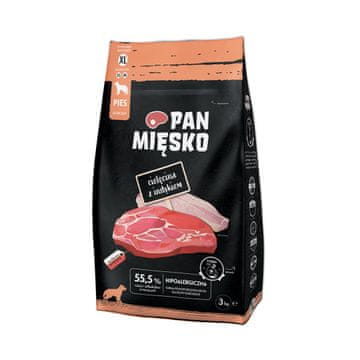 Pan Mięsko PAN MIĘSKO Teletina s puranom XL - suha hrana za pse - 3kg