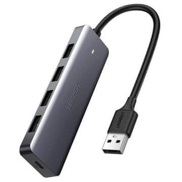 Ugreen Ugreen Hub 4-v-1 USB-C adapter na 4× USB 3.0 + USB-C siv