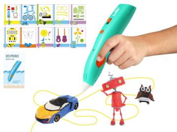 Osnovni komplet 3D peresa 10 polnil 10 predlog + kabel USB v škatli 22x20,5 cm