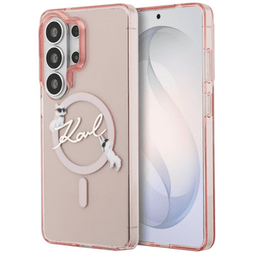 Karl Lagerfeld Originalen MagSafe ovitek Samsung Galaxy S26 Ultra 5G - Choupette - prozorno roza - KLHMS26L5HKSCAP