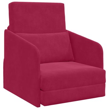 Vidaxl Sofa postelja Vinorodna rdeča 65 x 80 x 83 cm Žamet