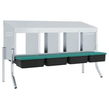 Vidaxl Gnezdišče za piščance s 4 predelki in nogami iz pocinkanega jekla