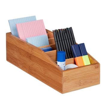 Northix Bambusova škatla s 6 predelki za shranjevanje ličil pisarniških potrebščin