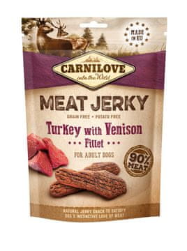Carnilove CARNILOVE Meso Jerky Turčija z divjačino - pasji prigrizek - 100 g