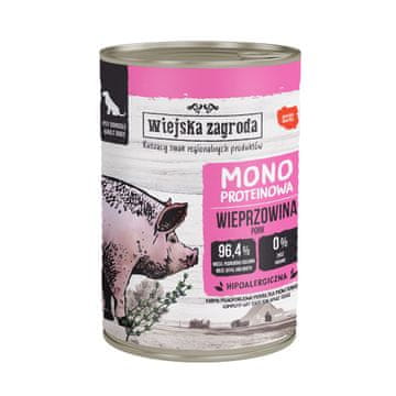 Wiejska Zagroda WIEJSKA ZAGRODA Mono-proteini Svinjski griz - mokra hrana za pse - 400g