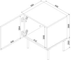 Cama meble 2 kosa nočna omarica ISLA 44,5x40x59 kašmir mat