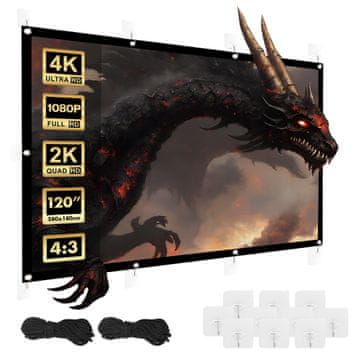 Maclean Projekcijsko platno Maclean, 120", 240x180cm, 25mm obroba 4:3, napenjalni kavlji, MC-169