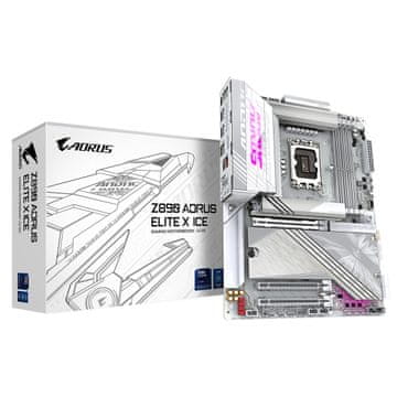 Gigabyte GIGABYTE Z890 AORUS ELITE X ICE Matična plošča - Podpira Intel Core Ultra (Serija 2) CPE, 16+1+2 fazni VRM, do 9500MHz DDR5 (OC), 1xPCIe 5.0 + 4xPCIe 4.0, Wi-Fi 7, 2.5GbE LAN, Thunderbolt 4