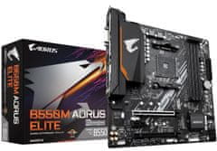 Gigabyte GIGABYTE B550M AORUS ELITE Matična plošča - Podpira AMD Ryzen 5000 serijo AM4 CPU-jev, 5+3 fazni čisti digitalni VRM, do 4733MHz DDR4 (OC), 2xPCIe 3.0 M.2, GbE LAN, USB 3.2 Gen1