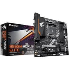 Gigabyte GIGABYTE B550M AORUS ELITE Matična plošča - Podpira AMD Ryzen 5000 serijo AM4 CPU-jev, 5+3 fazni čisti digitalni VRM, do 4733MHz DDR4 (OC), 2xPCIe 3.0 M.2, GbE LAN, USB 3.2 Gen1