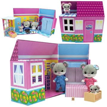 sarcia.eu TINY TUKKINS Komplet treh miši v hiški + dodatki, plišasta mišja družina, igralna hiška za otroke 3+