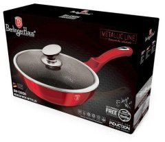 Berlingerhaus WOK ponev s pokrovom in marmorno površino BH 1265 28 cm Metallic Line red