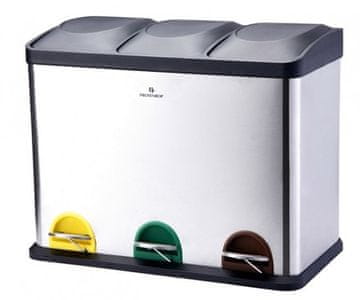 Bergner Koš za smeti BG 07-9338 pedal bin for sorted waste 45 L stainless steel