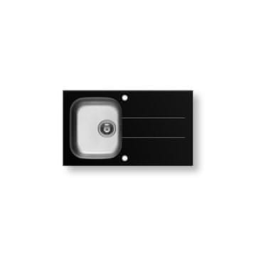 PYRAMIS Kuhinjsko korito iz nerjavečega jekla CONCERTO 86 x 50 1B 1D BLACK GLASS (109.501.230)