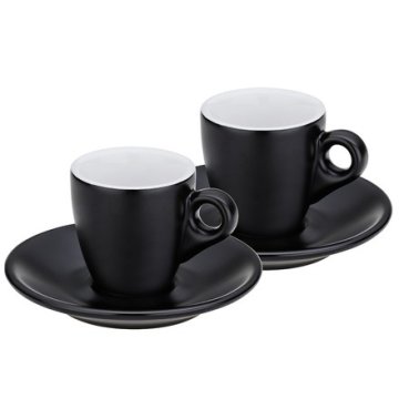 EXCELLENT skodelica KL-12750 Espresso cup with saucer set of 4 MATTIA black