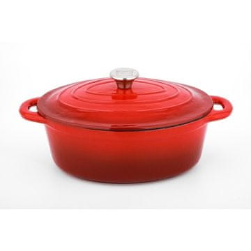 CS Solingen Pekač s pokrovom CS-090975 Cast iron baking pan with lid Xanten 37 x 22 cm red