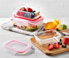 Bergner Posoda za hrano BG-25026-RD Glass food container with snap-on lid 1.5l