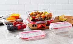 Bergner Posoda za hrano BG-25026-RD Glass food container with snap-on lid 1.5l