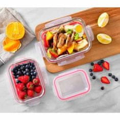 Bergner Posoda za hrano BG-25026-RD Glass food container with snap-on lid 1.5l