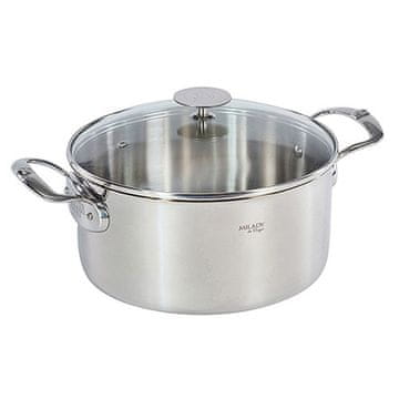 de Buyer Lonec iz nerjavečega jekla 3427.24 MILADY, stainless steel, glass lid, non-deformable, thick bottom with magnetic treatment, diameter 24 cm, volume 5.4 L, height 12 cm