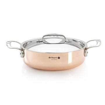 de Buyer Lonec iz nerjavečega jekla 6241.20 PRIMA MATERA, low, copper, stainless steel lid, diameter 20 cm, volume 1.8 L, height 6 cm, straight sides, straight low edges, 2 stainless steel handles