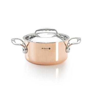 de Buyer Lonec iz nerjavečega jekla 6242.16, PRIMA MATERA, copper pot, with stainless steel lid, for reducing and cooking, diameter 16 cm, volume 1.8 L, height 8.8 cm