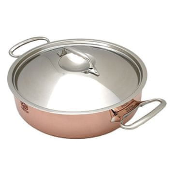 de Buyer Lonec iz nerjavečega jekla 6241.28 PRIMA MATERA, low, copper, stainless steel lid, diameter 28 cm, volume 4.9 L, height 9.2 cm, straight sides, straight low edges, 2 stainless steel handles