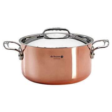 de Buyer Lonec iz nerjavečega jekla 6242.28 PRIMA MATERA, copper, stainless steel lid, diameter 28 cm, volume 8 L, height 13.5 cm, 2 stainless steel handles