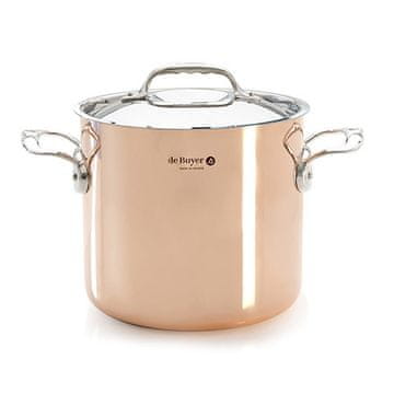 de Buyer Lonec iz nerjavečega jekla 6244.20 PRIMA MATERA, tall, copper, stainless steel lid, diameter 20 cm, volume 5.7 L, height 18 cm, 2 stainless steel handles
