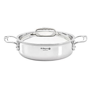 de Buyer Lonec iz nerjavečega jekla 3741.20 AFFINITY, with lid, low edges, stainless steel handles, diameter 20 cm, volume 1.7 L, height 6.3 cm