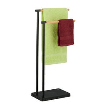 Northix Samostoječe držalo za brisače za tuš – črno nerjaveče jeklo in bambus