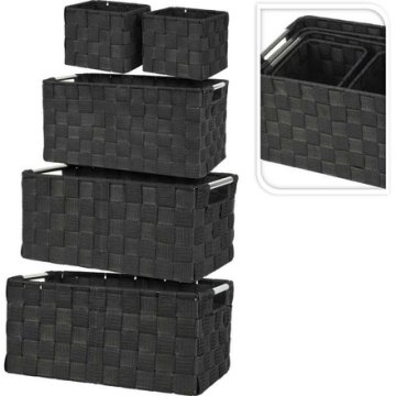 HOMESTYLING Komplet košar za shranjevanje KO-MA1000630 with handles 5 pcs black