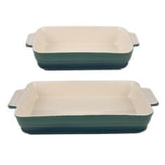 Bergner Ponev BG-13362-GR rectangular stoneware set of 2 pieces Excalibur green