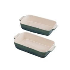 Bergner Ponev BG-13362-GR rectangular stoneware set of 2 pieces Excalibur green