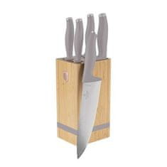 Berlingerhaus Komplet nožev BH-2974 with stand BAMBOO 6 pcs Taupe Collection