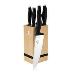 Berlingerhaus Komplet nožev BH-2970 with bamboo stand 6 pcs stainless steel Black Rose Collection