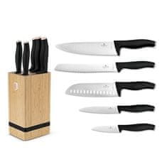 Berlingerhaus Komplet nožev BH-2970 with bamboo stand 6 pcs stainless steel Black Rose Collection