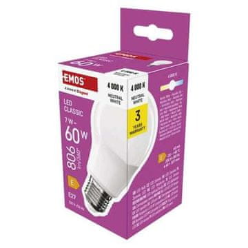 Emos LED žarnica ZQ5E43 Classic A60 / E27 / 7 W (60 W) / 806 lm / neutral white