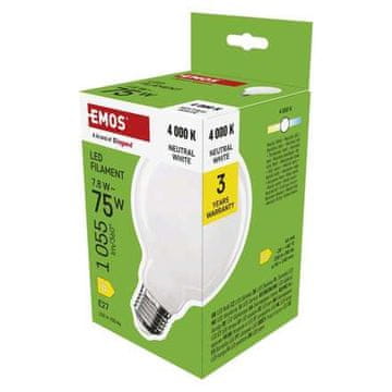 Emos LED žarnica ZF2D53 Filament G95 / E27 / 7.8 W (75 W) / 1055 lm / neutral white