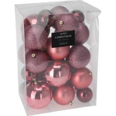 HOMESTYLING Božični okraski KO-CAN302060 balls set of 26 pieces dark pink