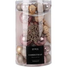 HOMESTYLING Božični okraski KO-CAN304030 set 57 pcs golden rose